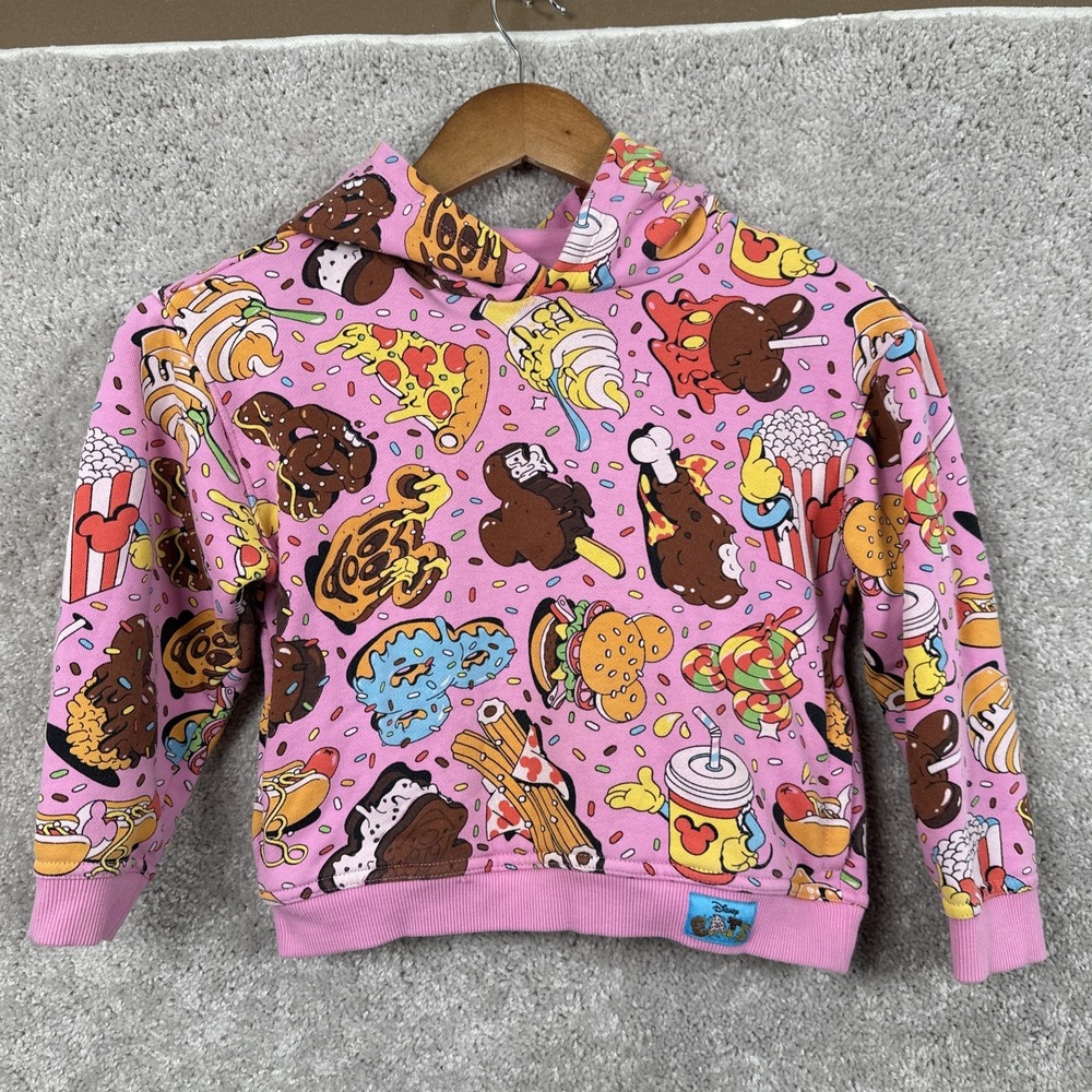 Disney Parks Hoodie Sweatshirt Kids Size 5/6 Pink Eats Collection Food